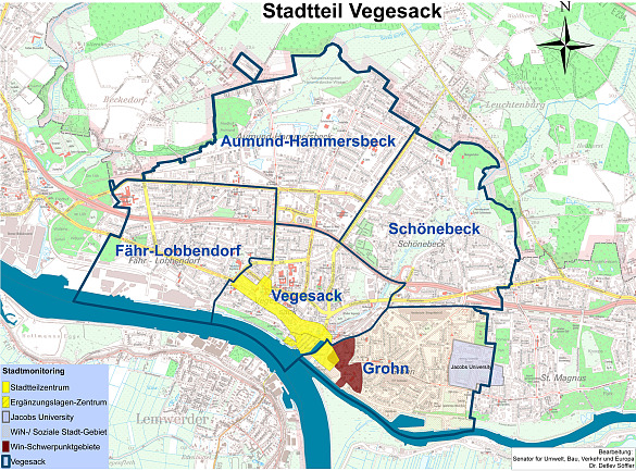 Karte der Gebietsabgrenzung Gröpelingen