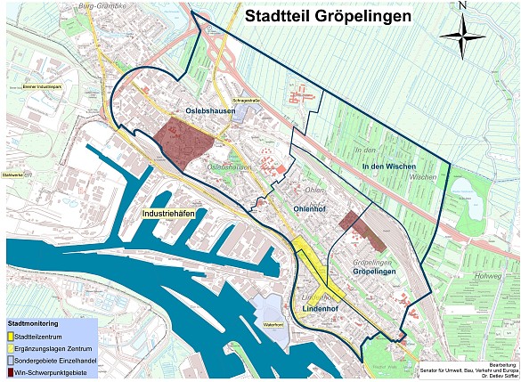 Karte der Gebietsabgrenzung Gröpelingen