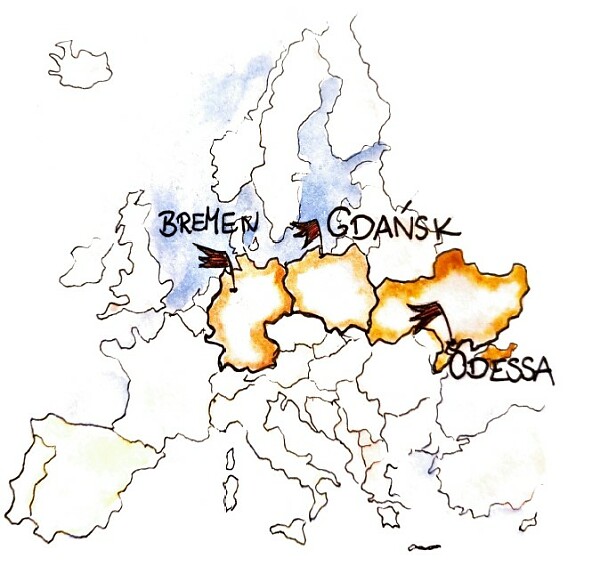 Karte Bremen-Danzig-Odessa