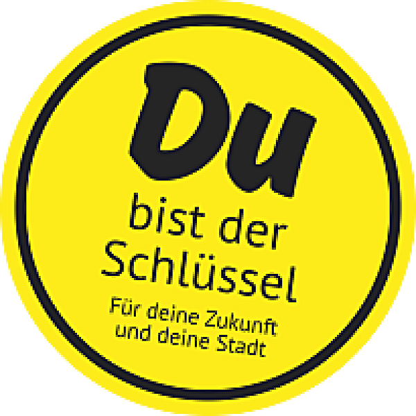 Logo auf dem steht: Du bist der Schlüssel - Für deine Zukunft und deine Stadt